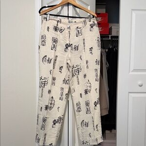 Women's Beige Printed Chino Pants
